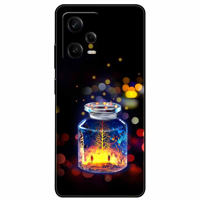 For Redmi Note 12 Pro 5G Case Note12 Covers TPU Black Silicone Starry Cover for Xiaomi Redmi Note 12 Pro+ 5G Plus Cartoon Soft