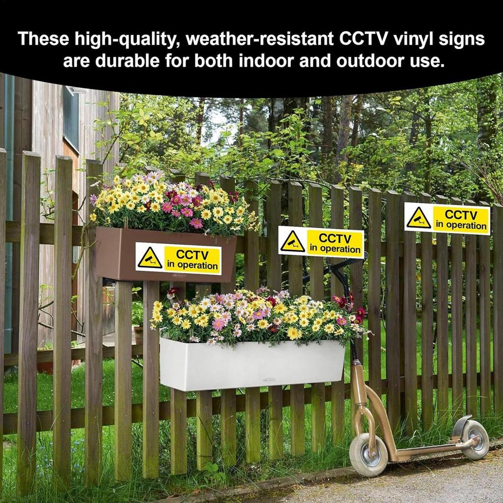 Security Camera Signs Warning Self-Adhesive Video Camera Signs For Outside 10 Pieces Weatherproof Property Safety Stickers For