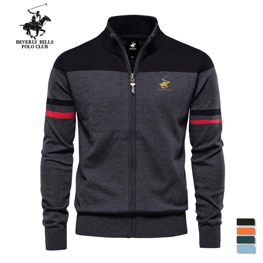 

POLO CLUB Pony Embroidered Autumn and Winter New Knitted Cardigan Men s Sweater Zipper Knitted Sweater Fashion Trend Men s Clothing 2XL
