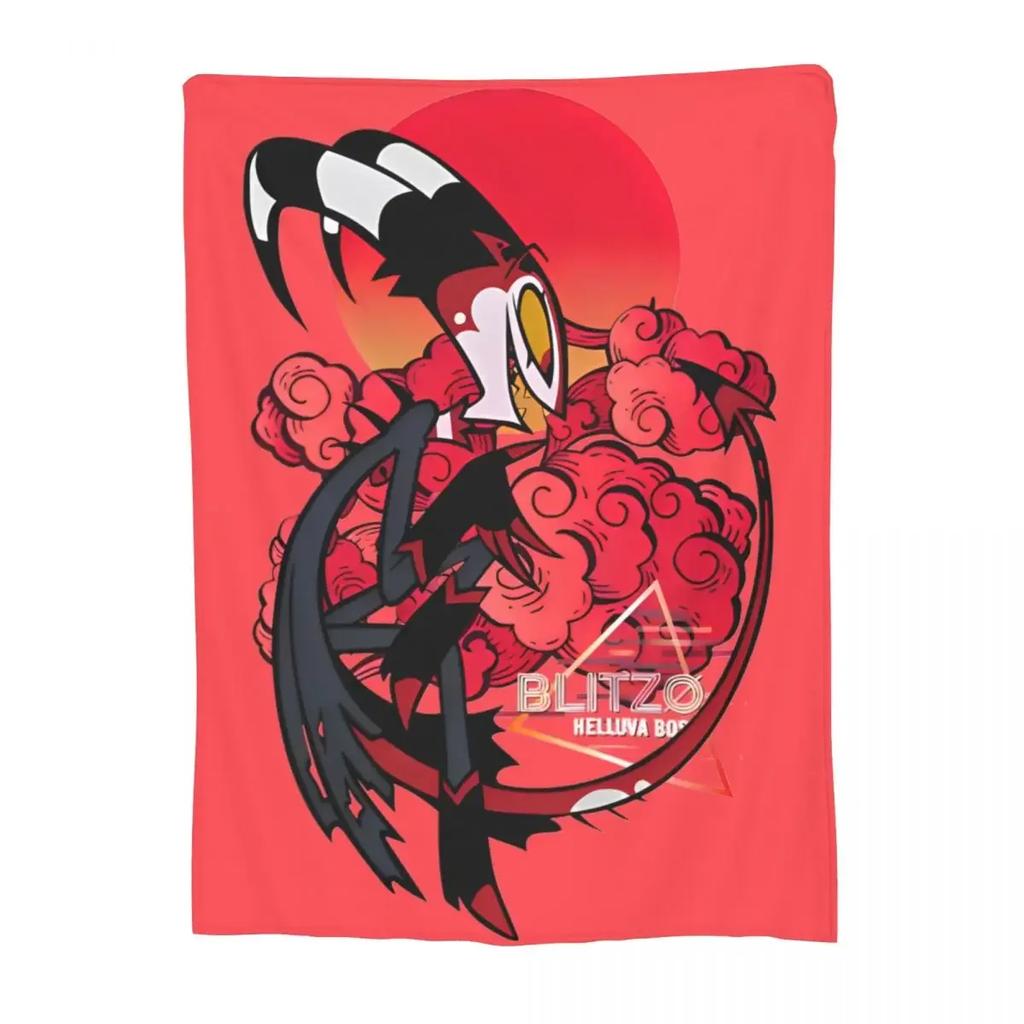 Kreslená deka Helluva-Boss Flanelová Letní Multifunkční Lehká Přehozová Deka na Pohovku do Auta Plyšová Tenká Prošívaná deka
