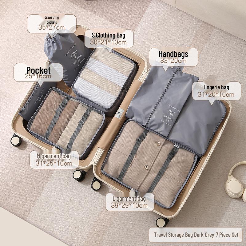 Seven-Piece Travel Storage & Packing Cube Set for Clothes