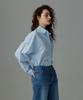 Meuameu [Essential] Stripe Pocket Pin Tuck Over-Fit Shirt
