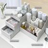 Compact Desktop Cosmetic Organizer for Masks, Lipstick, and Skincare with Drawer for Dorm or Office.