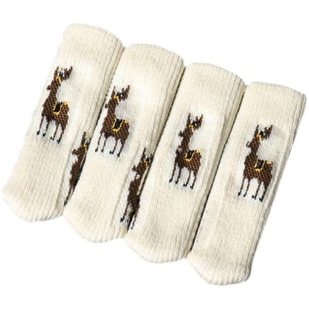 

4pcs Knitted Chair Leg Covers Floor Protector Table Feet Cap Elk Chair Feet Socks Christmas elk
