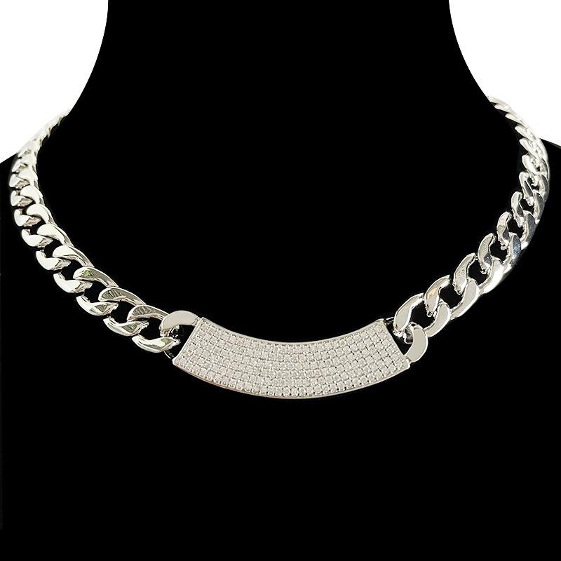 

Цирконий Ожерелье Женское Хип-Хоп Ожерелье Простой Нейтральный Стиль Кубинское Ожерелье Нишевый Дизайн Цепь Свитера