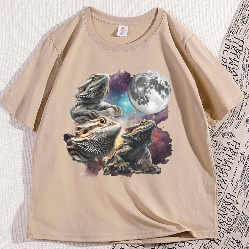 Funny Bearded Dragon T Shirts Casual Cotton Short Sleeve Tshirt Loose Round Neck Oversized Y2k Clothing High Qualty Tees