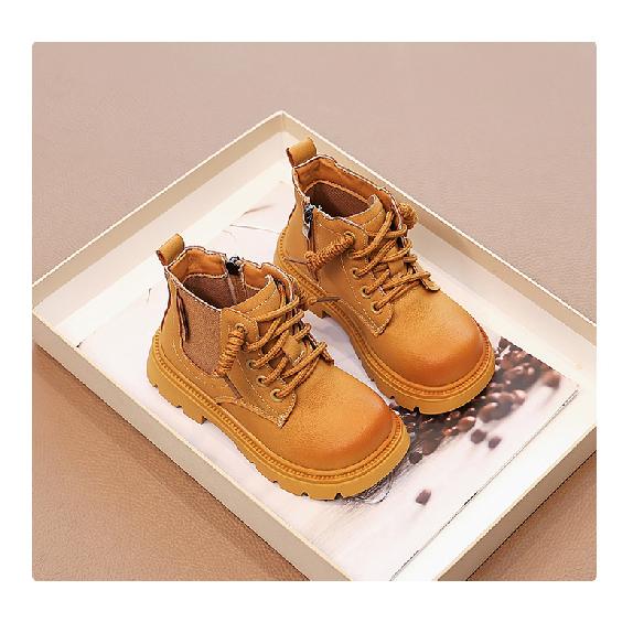 Kinder Martin Stiefel Britischer Stil Kleine Mädchen Kurze Stiefel Neue Jungen Gelbe Stiefel Vielseitige Winter Fleece Baumwollstiefel