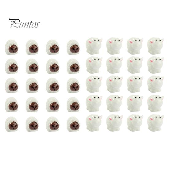 40Pcs Miniature Sheep Resin Vibrant Color Fade-resistant Mini Sheep Figurines Cute Sheep Ornaments for Moss Micro Landscape Decoration