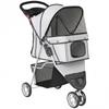Dog Stroller, 3 Wheels Foldable Pet Stroller with Adjustable Canopy, Storage Basket for Small Mini Breeds, Grey