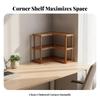 3-Level Bamboo Corner Desk Organizer Shelf Rounded Corners