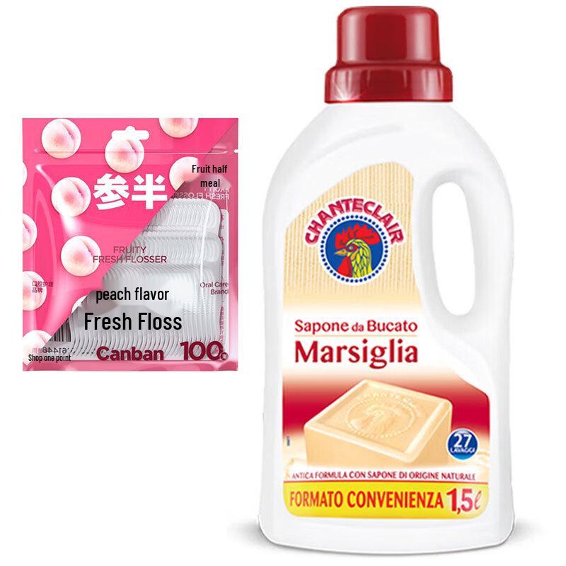 Samban Peach Dental Floss & Big Rooster Housekeeper Laundry Soap Bundle
