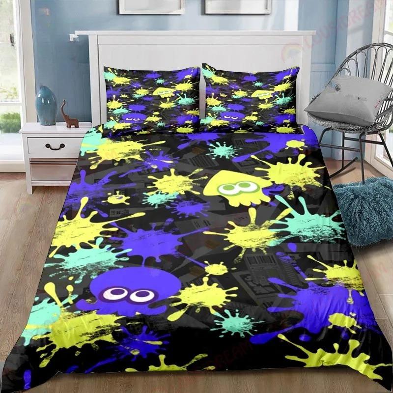 Cute Splatoon3 Cartoon Bedding Sets Exquisite Bed Supplies Set Duvet Cover Bed Comforter Set Bedding Set Luxury Birthday Gift