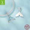 Exquisite Fantasy Blue Fishtail S925 Sterling Silver Pendant Charm for DIY Bracelet