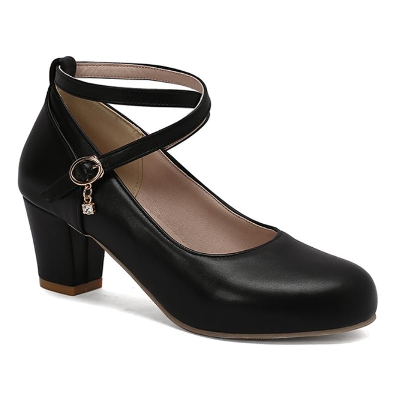 

Women s Mary Janes Shoes Medium White Heels 2025 Spring Ankle Strap Black Heeled Office Wedding Dance Shoes Dress Pumps Elegant 39 чорний