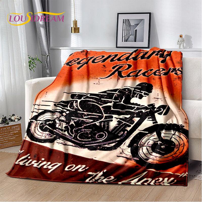 3D Retro Vintage Motorcycle Soft Plush Blanket,Flannel Blanket Throw Blanket for Living Room Bedroom Cover Beds Sofa Picnic
