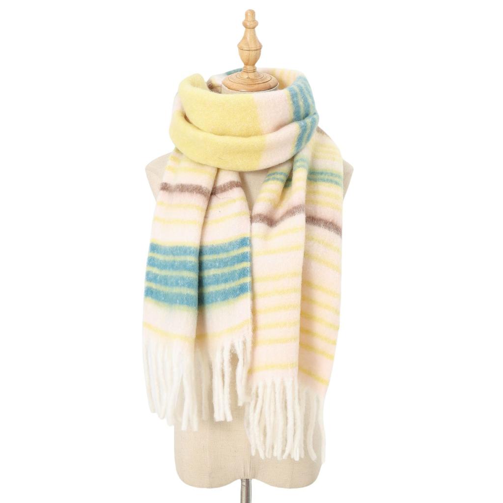 Knitted wool scarf women's autumn and winter mohair thickened winter warm scarf versatile shawl red
