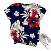 Damen Sommer Europäisch und Amerikanisch Neu 3D Freizeit Kunst Design Blumen Bedrucktes T-Shirt