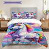 Dreamy Rainbow Unicorn bedding, duvet cover, pillowcase, home decoration, birthday gift (1 * duvet cover+2 * pillowcase, coreless)