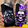 Silberne Totenkopf Glas Handyhülle für Samsung Galaxy S26 S25 S24 S23 S22 S21 S20 Note20 Plus FE Ultra Bunte Abdeckung