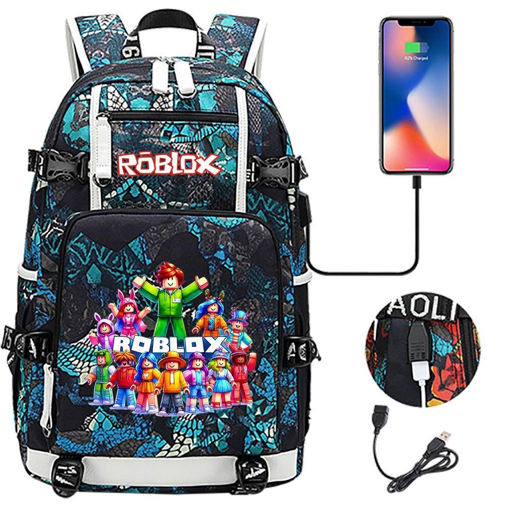 Gaming Print Backpack Large Capacity Travel Bag with USB Charging Port for Middle High School Students Boys Girls Teens