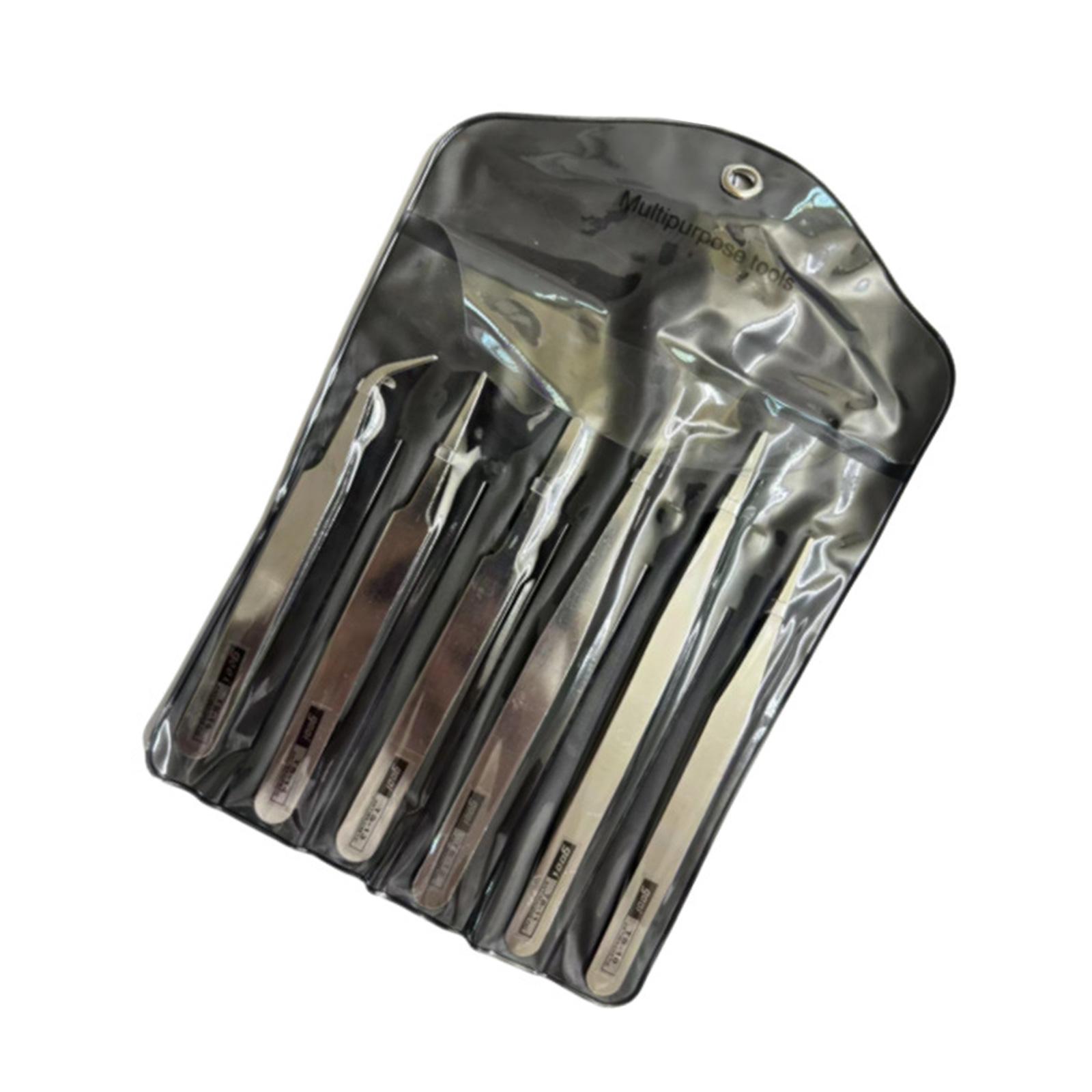 

6Piece Stainless Steel Tweezers Bent Straight Tweezers For Fine Work In Crafts And Electronics