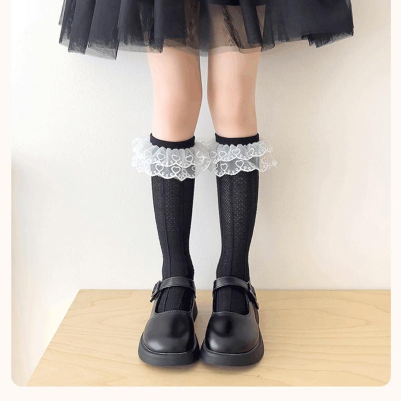 Fashion Lace Calf Socks Socks Breathable Loose Socks for Girls Bowknot High Boot Socks Long Knee High Stockings