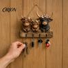 Scary Door Ornament Halloween Entryway Key Holder with 4 Hooks, Wooden Hanging Sign, Wall Mount Sign Rack for Keys Bags And Leashes, Home Organizer