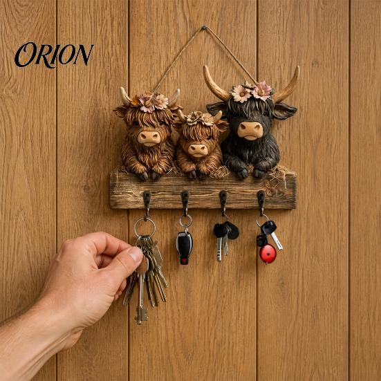 Scary Door Ornament Halloween Entryway Key Holder with 4 Hooks, Wooden Hanging Sign, Wall Mount Sign Rack for Keys Bags And Leashes, Home Organizer