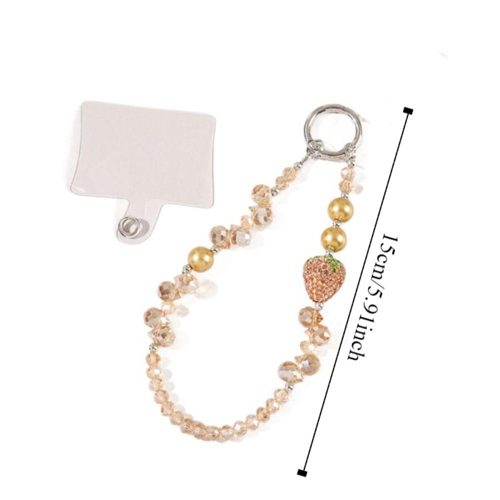 Short Bling Strawberry Phone Chain Anti-lost Pearl Mobile Phone Lanyard  Christmas Gifts