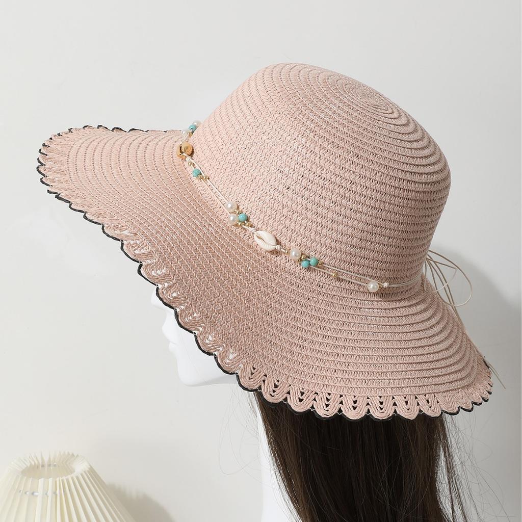 New hat women's summer casual versatile sun hat travel small fresh shell straw hat seaside beach sun hat