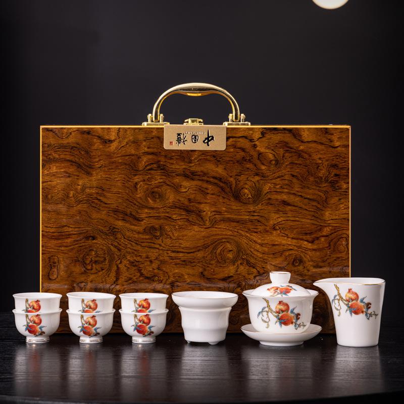 New Ceramics Suet Jade Porcelain High-end Gift Box Tea Set Business Enterprise Company Wine Industry Gifts