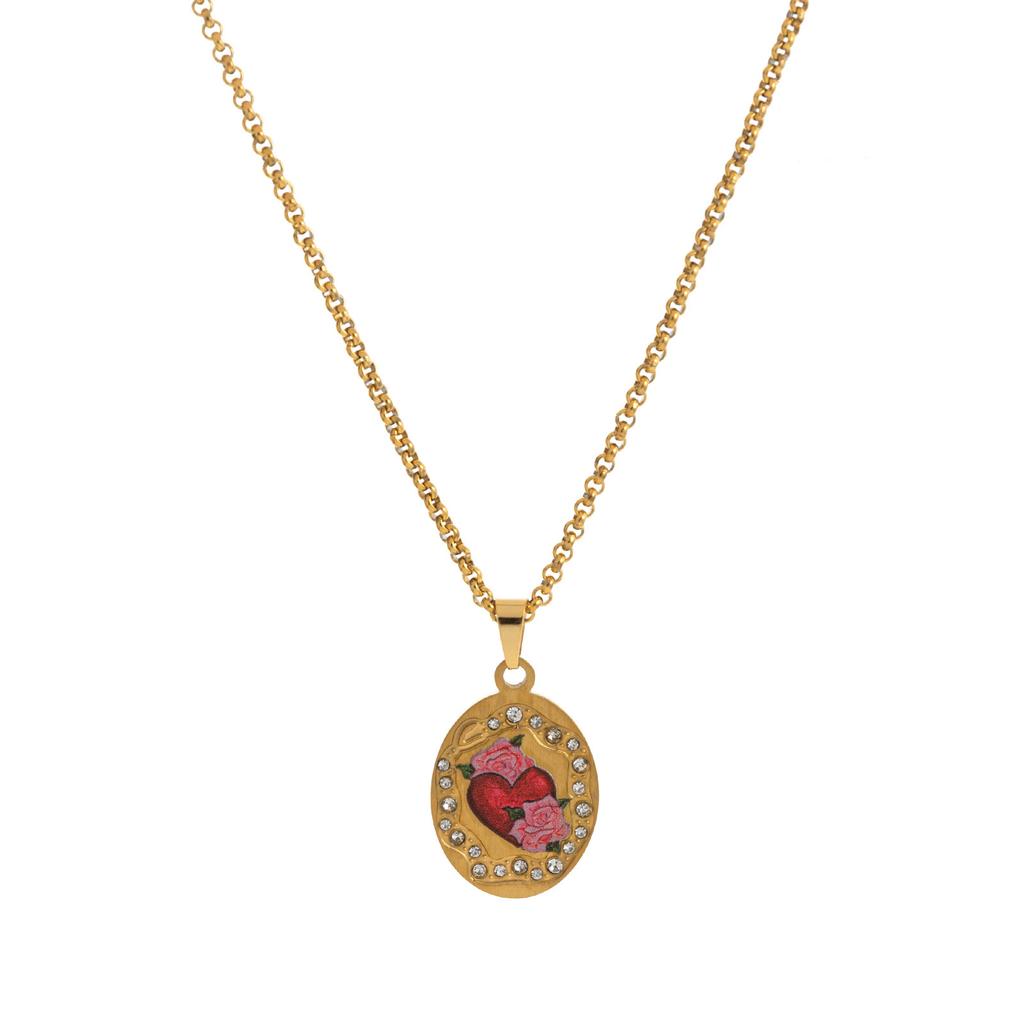 Painted Titanium Steel Butterfly Snake Dragonfly Swan Pomegranate Oval Diamond Necklace Fashion Light Luxury Love Collarbone Chain