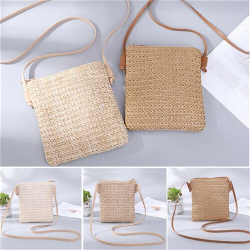 Fashion Women New Beach Tote Messenger Handbag Ladies Rattan Straw Wicker Crossbody Shoulder Bag Basket