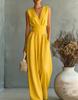 2026 European & American Spring/Summer Elegant Waist-Cinching V-Neck Women's Jumpsuit