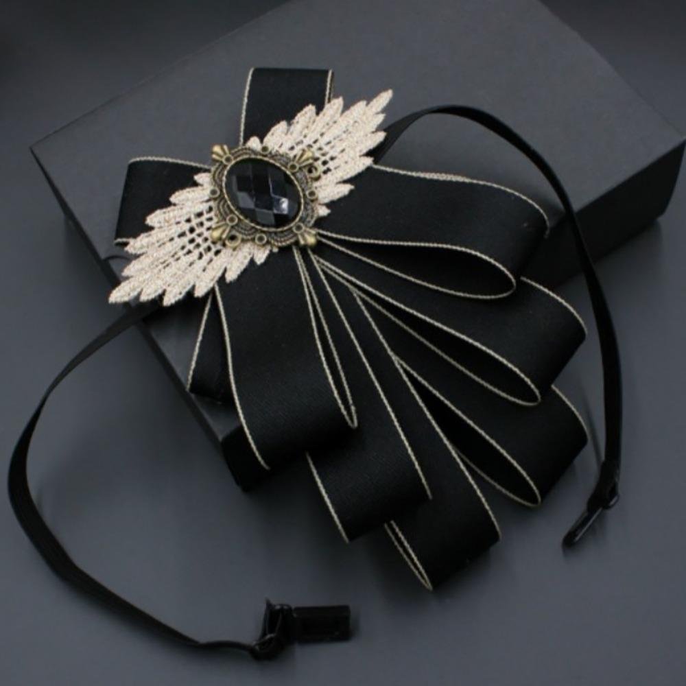 Fashion Faux Stone Men's Suit Lapel Flowers Alloy Polyester Bow Tie Necktie Neck Decoration Groom Formal Suit
