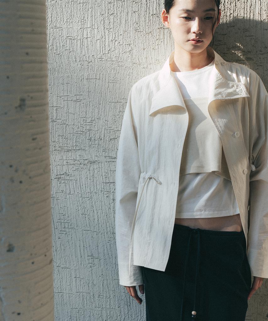 Afterglowool High-Neck Button Cotton Shirt Jacket_Ivory