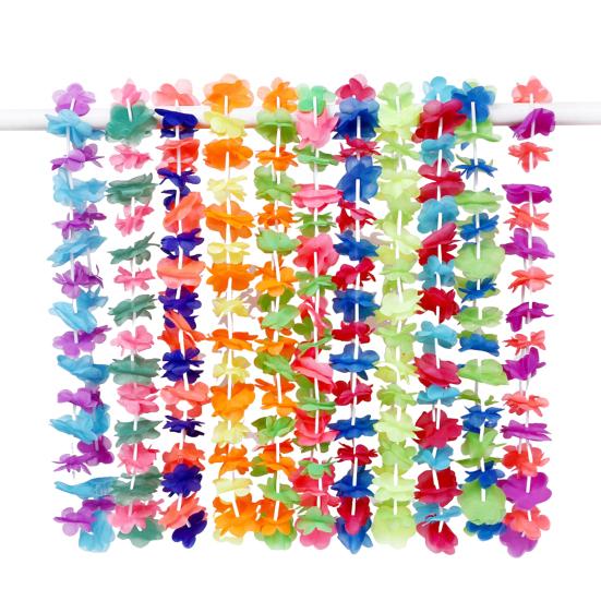 Hawaiian Leis Bulk Colorful Faux Flower Necklace Leis Tropical Theme Party Favors for Adults Hawaii Summer Beach Luau Party Birthday Party Supplies