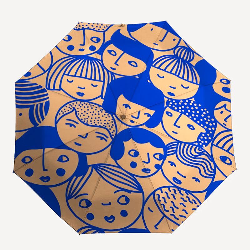 

1pc Interesting illustration Automatic Umbrella Auto Open/Close Folding Umbrella with 8 Rib Frame, 3 Fold Compact Umbrella for Men & Women, 93