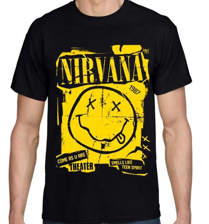 Nirvana Band Heavy Cotton Black Full Size Men Women Tee Shirt AB367