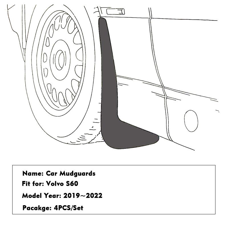 For Volvo S60    2022 Car Mudflaps Mudguards Mud Guards Fenders Splash Duraflap Accessories Wheels 4x4
