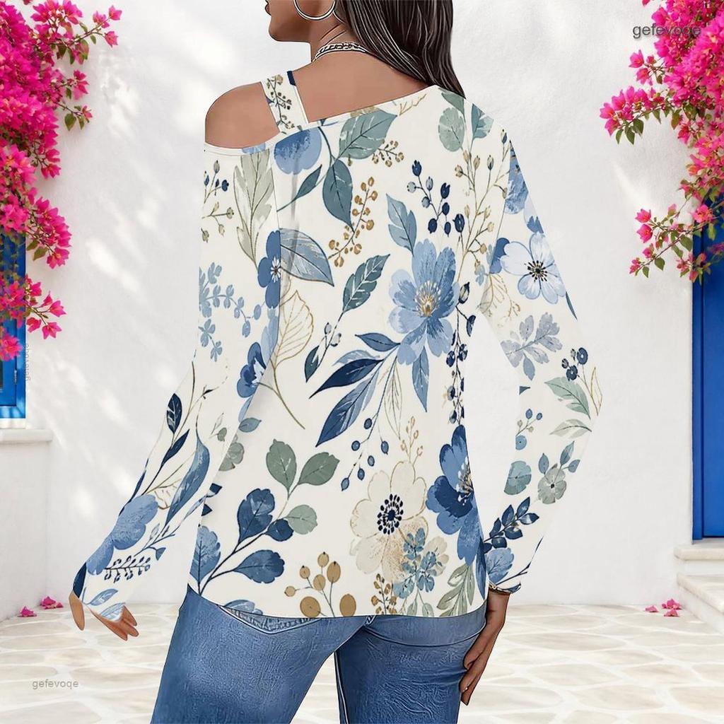 Women Long Sleeve Oversized Blouse With Chest Hollow Decoration