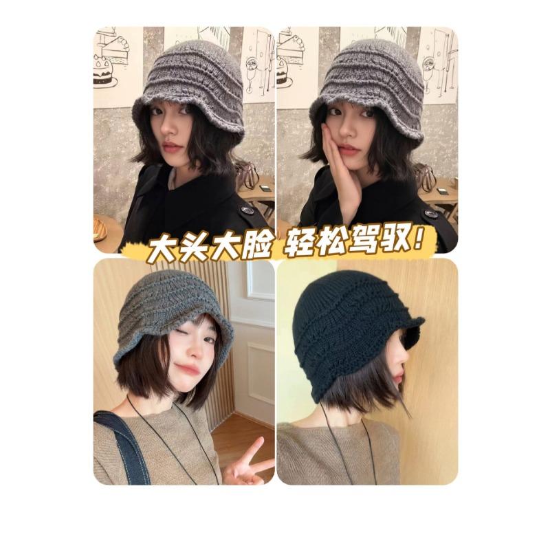 Women S Simple Solid Color Knitted Bucket Hat Accessory