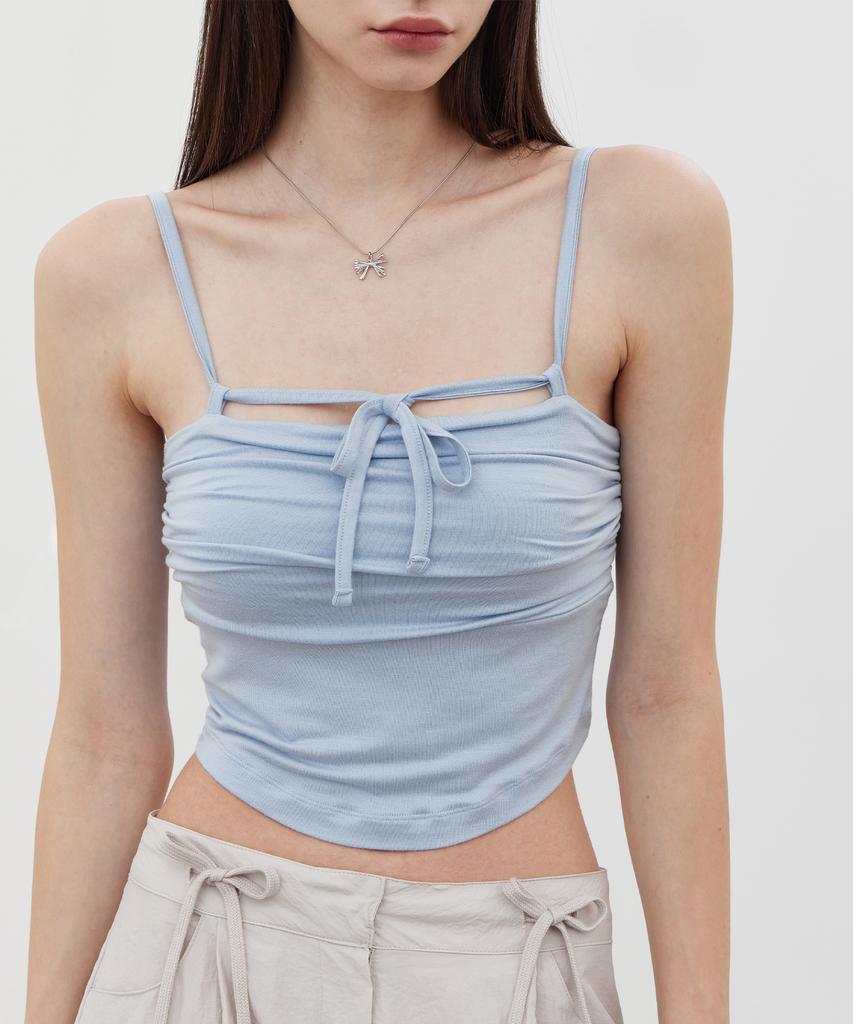 ITOV SEOUL Ribbon Shirred Bustier Top Bl