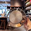 22cm Paella Pan Silver Gold Seafood Rice Pot Japanese Style Metal Serving Plate Dish  Kitchen Use