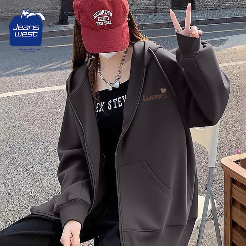 Jeanswest Women's Retro Hooded Loose Sweatshirt