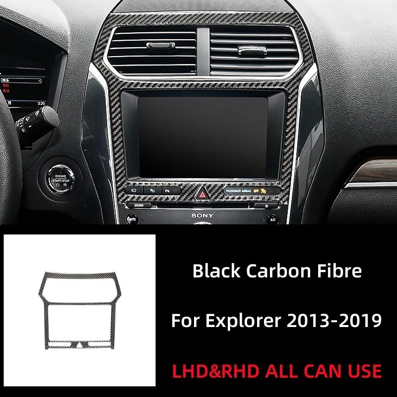 Carbon Fiber Car Central Air Outlet Navigation Panel Decorative Frame Sticker Decal for Ford Explorer 2013-2019 Car Accessories чёрный