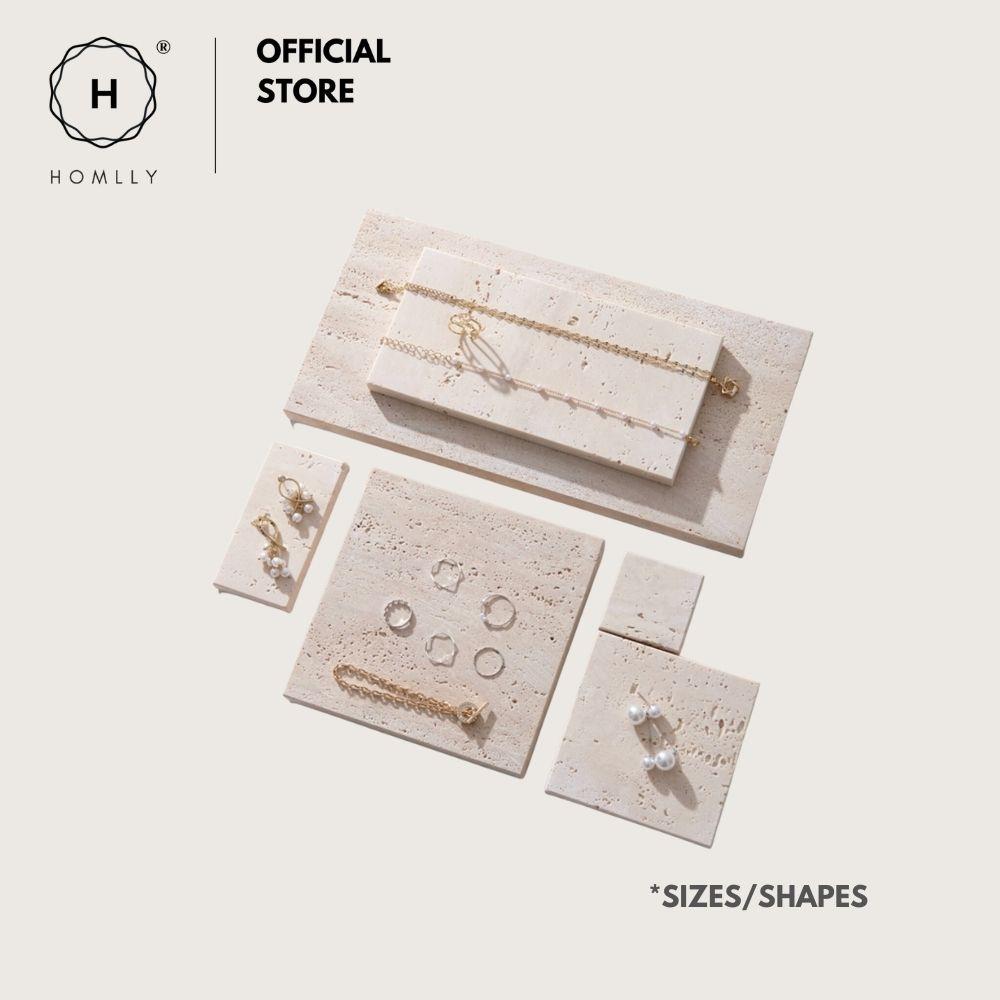 Homlly Beige Travertine Decorative Stone Tray Slab (X5 PCS)