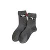 Autumn and Winter Fringed Women's Mid-calf Socks, Trendy and Cute Bear Head Embroidery, Pure Cotton Pile Socks, Boneless and Versatile Socks