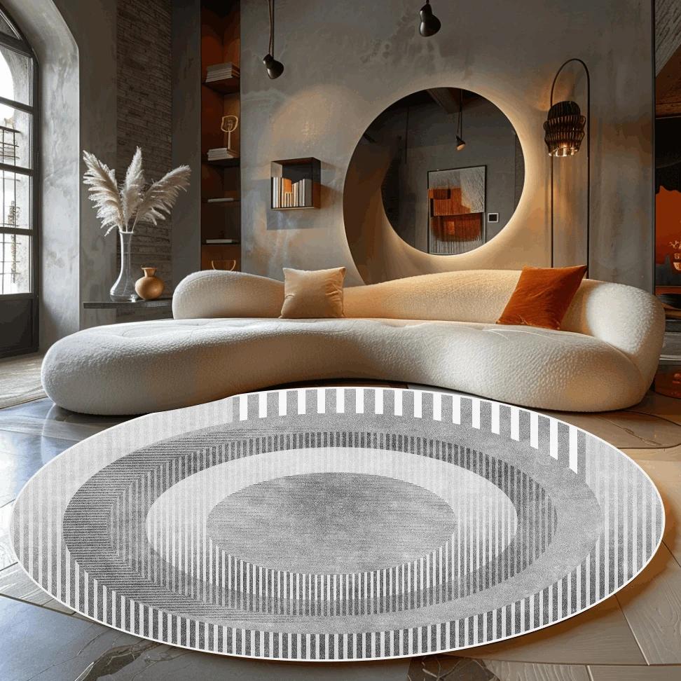 Simple Gradient Round Carpet Living Room Light Luxury Study Room Cloakroom Non-slip Mat Home Bedroom Bedside Fluffy Soft Rug