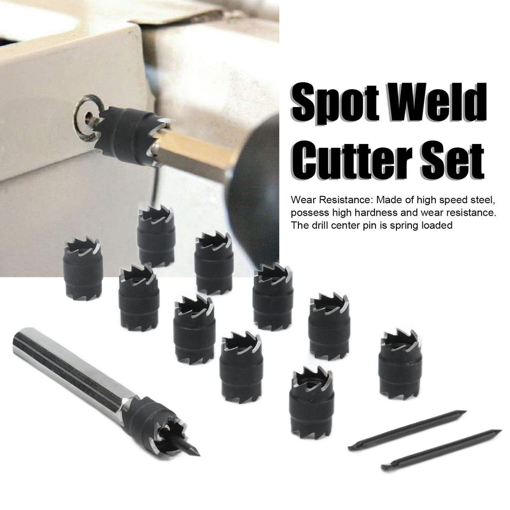 Spot Weld Cutter Set Rotary 2 Sided HSS Power Drill Bits Hole Remover for Welding 3/8in